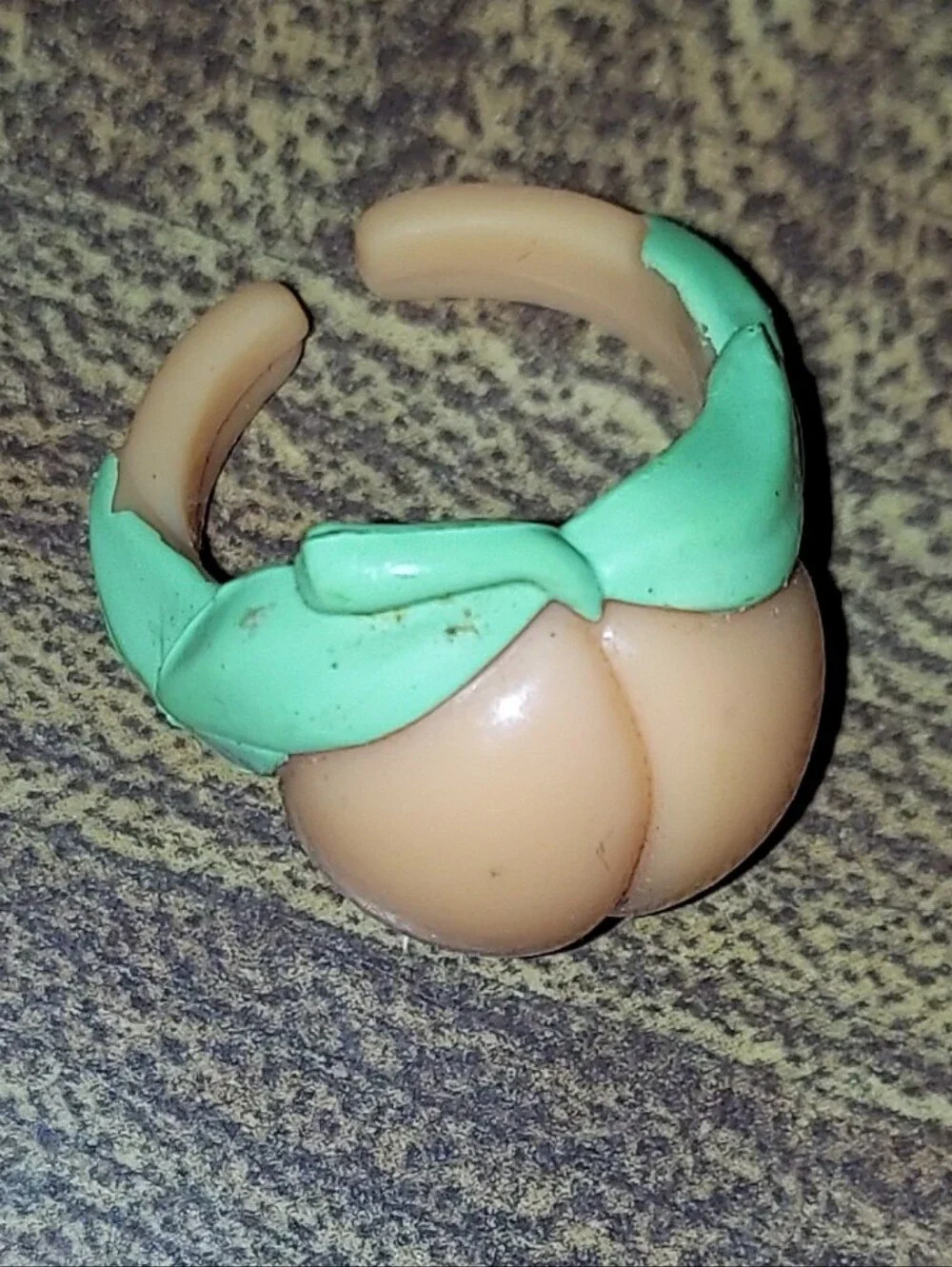 Strawberry Shortcake's Friend Peach's Peach Fruit Kids Ring in Peach and Green